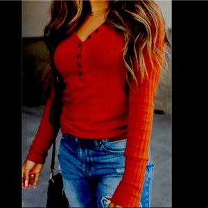 Orange Henley sweater